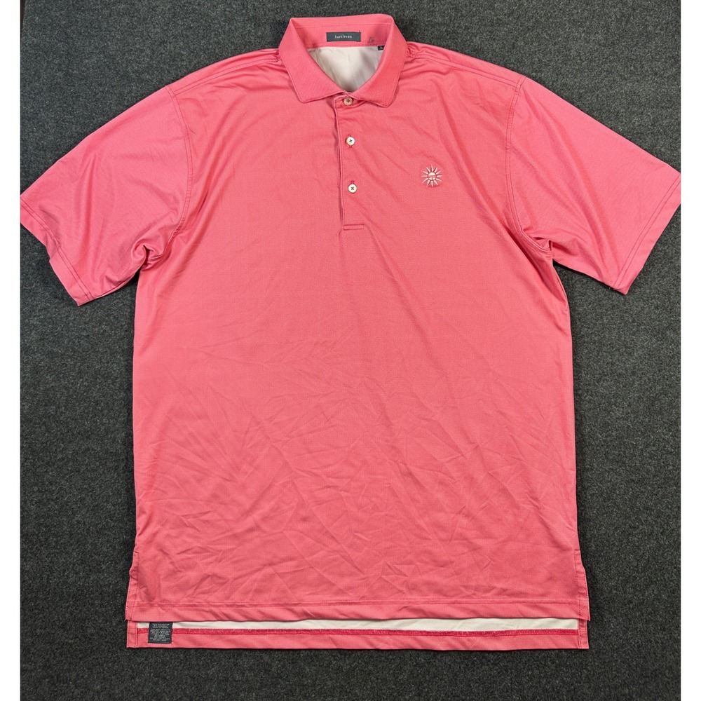 Turtleson Mens Pink Micro Check Short‎ Sleeve Performance Polo Shirt Size Large